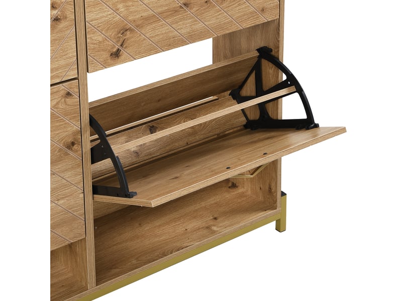  Meuble à chaussures étroit 108,5 x 24 x 100 cm, armoire rangement 4 portes pour petit couloir, capacité optimale et design contemporain en imitation bois  - Conforama W
