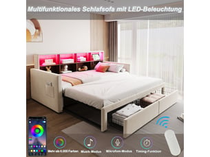 Lit extensible 90x190 cm ZOVIRA coloris beige