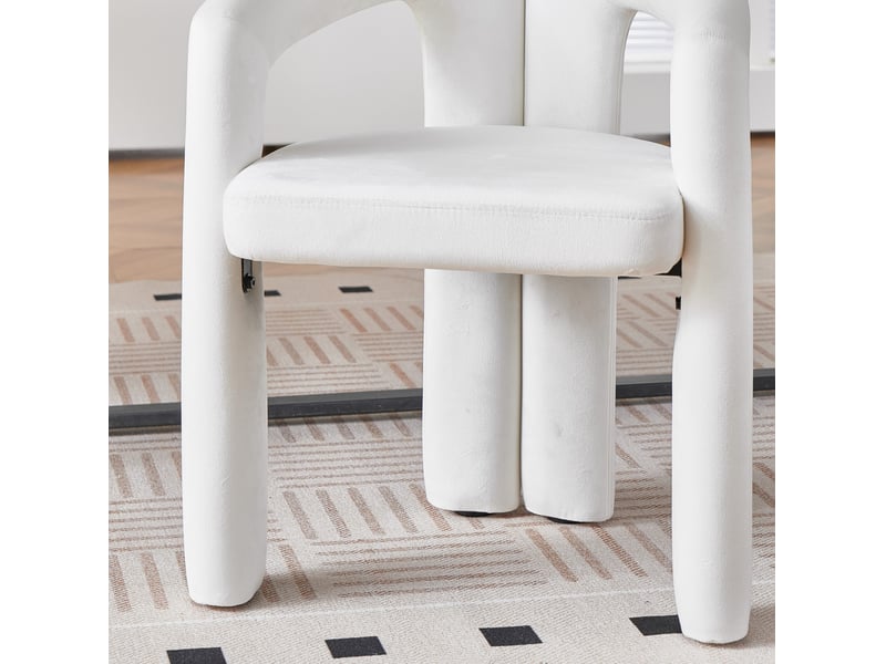  Lot de 4 chaises de salle à manger avec accoudoirs en velours beige  - Conforama E