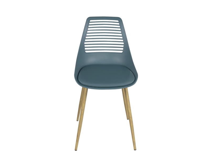 Lot de 2 chaises de cuisine vintage geos avec dossier ajouré, assise rembourrée bleue  - Conforama B