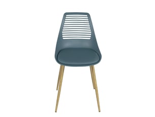 Lot de 2 chaises de cuisine vintage geos avec dossier ajouré, assise rembourrée bleue