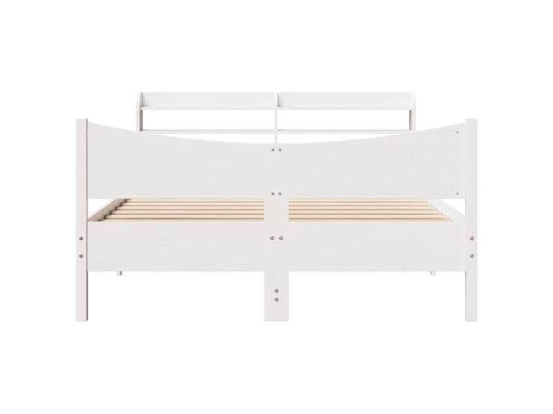  Lit double- lit adulte -  cadre de lit avec tête de lit blanc 160x200 cm bois pin massif  - Conforama C