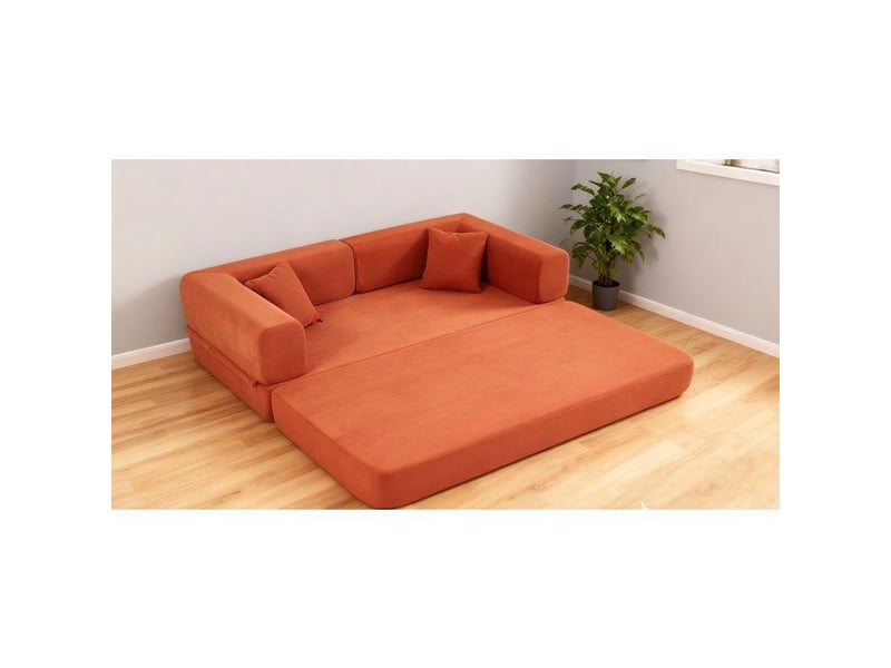 Canapé-lit convertible - truxen8 - velours côtelé - orange - design polyvalent orange - Conforama B