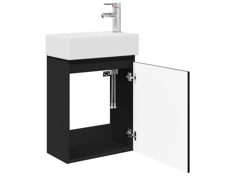  Meuble de rangement salle de bain avec robinet noir 45.5x22.5x84 cm shl6789  - Conforama D