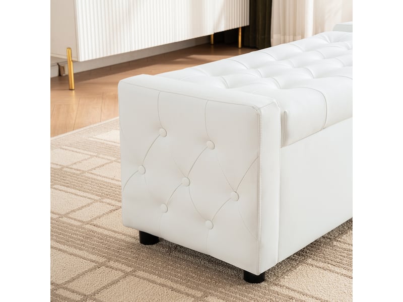 Pouf repose-pieds, 122x45x47 cm, rangement intégré, blanc cao-W3498P511609-conf-NEW - Conforama D