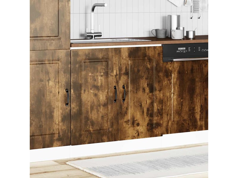 Meuble de cuisine, meuble bas pour évier kalmar chêne fumé bois d'ingénierie shl9890 - Conforama C
