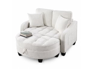 Canapé droit convertible <strong>MODENVIE</strong> <strong></strong> 1 place Tissu beige avec coffre de rangement