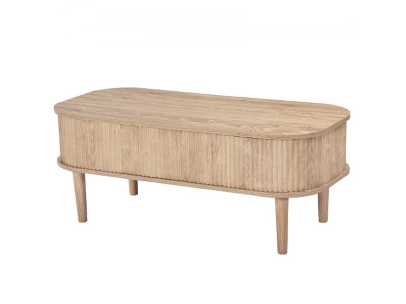 Table basse relevable, table de salon ovale avec rangement caché de 3 compartiments, plateau relevable, meuble en bois pour maison, bureau et chambre, cannelée, mécanisme de levage métallique  - Conforama E