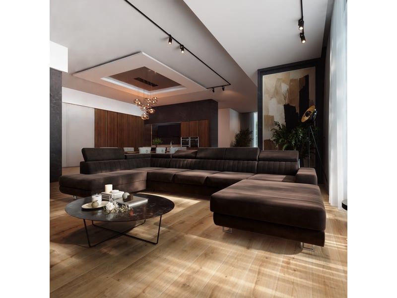 Canapé d'angle gaian, velours marron - Conforama B