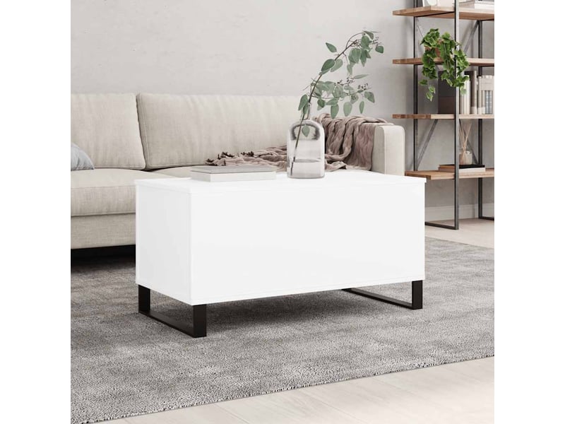  Table basse rectangulaire | table de salon blanc 90x44,5x45 cm bois d'ingénierie shl3138  - Conforama B