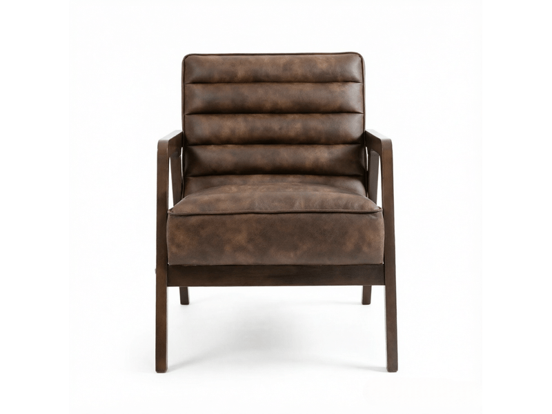  Fauteuil de salon 64 x 86 x 79 cm – marron antique – assise pu confortable, dossier incliné et accoudoirs  - Conforama A