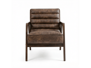 Fauteuil de salon 64 x 86 x 79 cm – marron antique – assise pu confortable, dossier incliné et accoudoirs