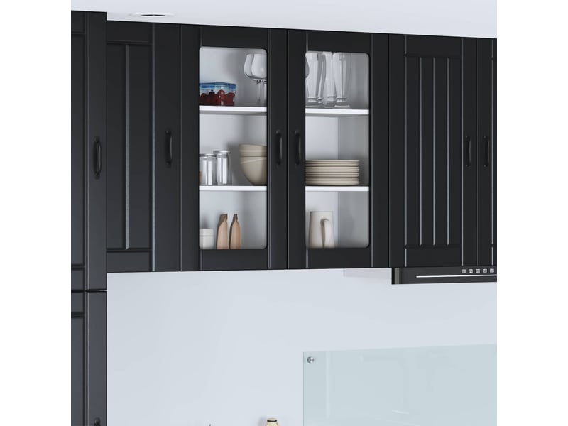 Meuble mural de cuisine, cabinet en verre mural noir 80x31x80cm shl3181 - Conforama B