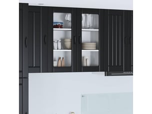 Meuble mural de cuisine, cabinet en verre mural noir 80x31x80cm shl3181