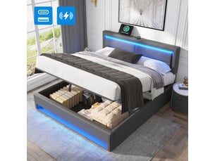 Lit coffre 140x200 cm ZERBACO   coloris gris