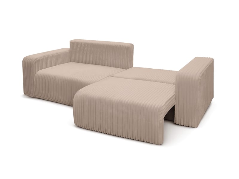  Canapé droit 3 places alya convertible en velours côtelé épais - taupe ALYA - Conforama D