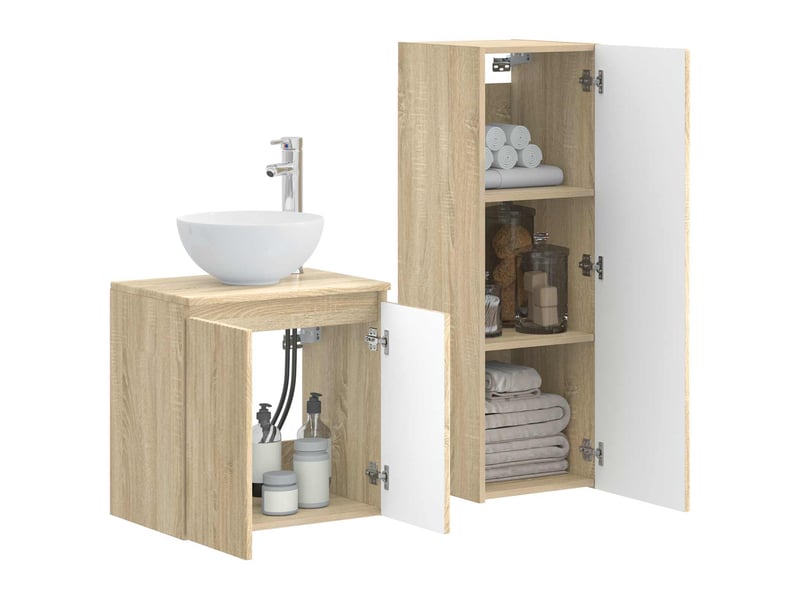 Ensemble de mobilier de salle de bain 2 pcs chêne sonoma shl7712 - Conforama C