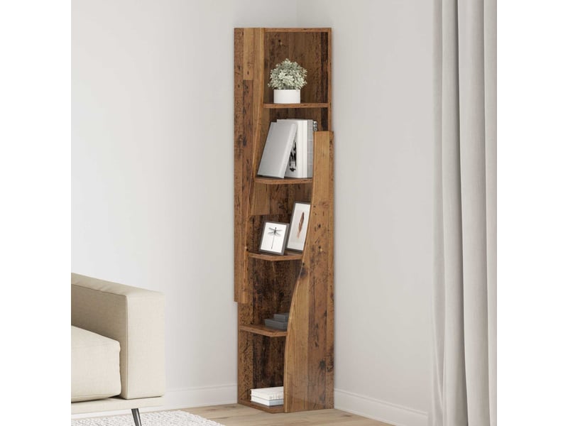  Meuble d'angle, meuble de rangement salon 27,5x27x140cm bois d'ingénierie bois ancien  - Conforama B