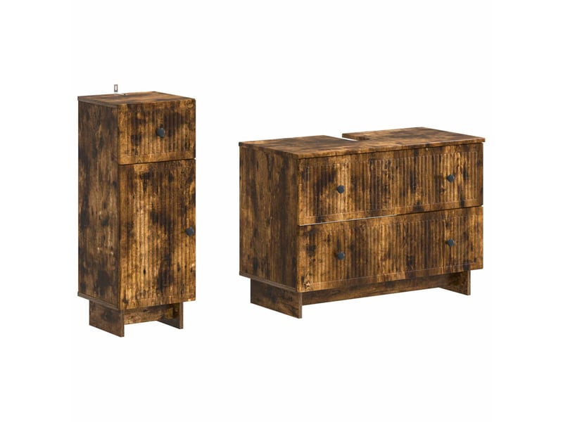  Ensemble de 2 meubles de salle de bain ede chêne fumé cf63139  - Conforama A