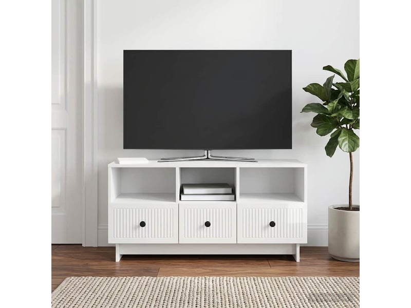  Meuble tv - banc tv - meuble de rangement blanc brillant 102 x 34,5 x 50 cm bois d'ingénierie  - Conforama B