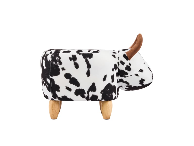 Pouf repose-pieds polyvalent, noir et blanc, pieds en bois massif, antidérapant - Conforama D