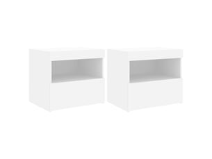 Lot de 2 tables de chevet - cabinet de chevet - table de nuit avec lumières led blanc 50x40x45 cm