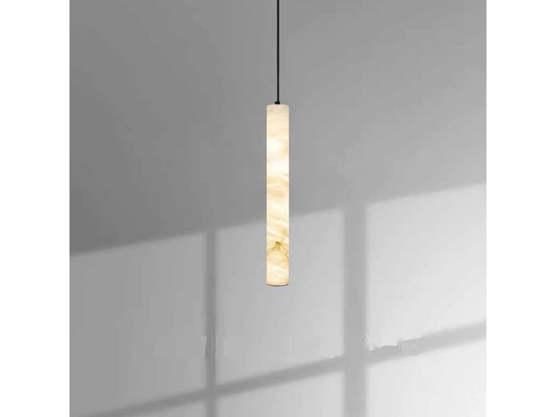  Suspension en marbre naturel 40cm, noire – led lumière chaude, style chandelier moderne  - Conforama D