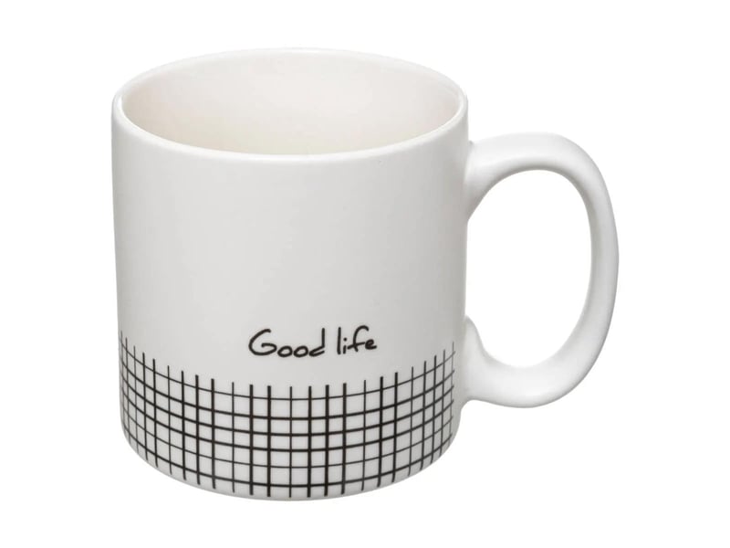  Lot de 4 mugs &amp; rack design life 24cl blanc  - Conforama D