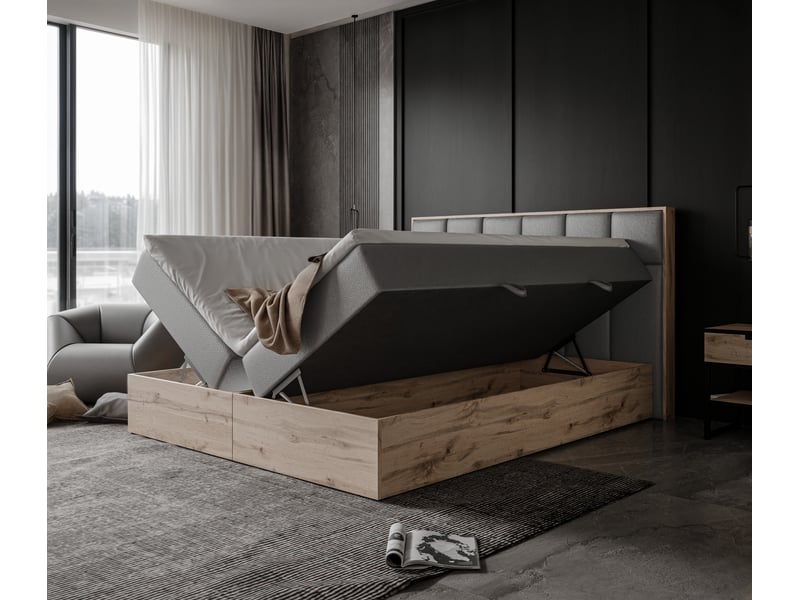  Lit adulte lavio ii - 120x200 cm - matelas ressorts + surmatelas - coffre de rangement - éco-cuir résistant gris LAVIO II - Conforama C