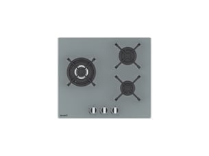Beldeko plaque de cuisson gaz 3 feux 6200 w - verre gris - brûleur double couronne - grilles en fonte - marque française