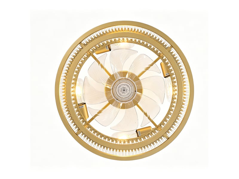  Ventilateur de plafond avec éclairage 50 x 50 x 39 cm doré, pales abs, 6 vitesses et minuterie  - Conforama E