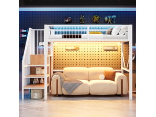 Lit mezzanine 90x200 cm <strong>MODFU</strong> <strong></strong> coloris blanc