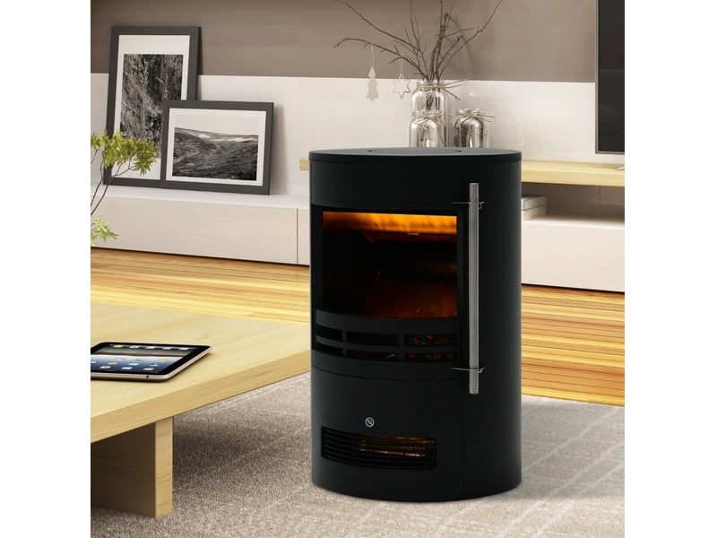  Poêle électrique led 41x41x64,5 cm effet de flammes métal noir  - Conforama B