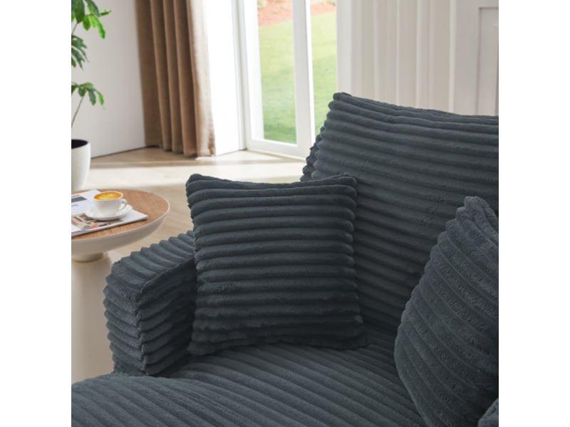  Chaise longue moderne en velours côtelé – canapé-lit confortable, fauteuil relax sans montage, salon  - Conforama E