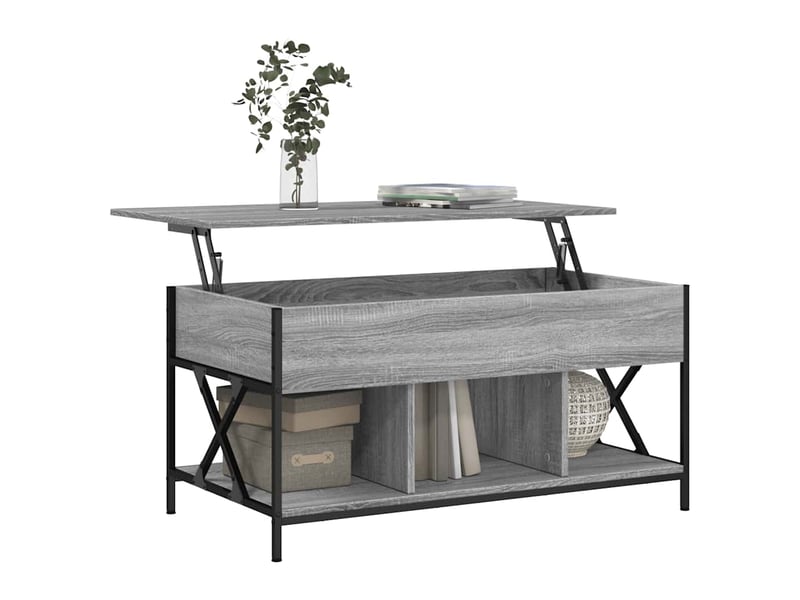  Table basse - table de salon - table à thé sonoma gris 100x55x50 cm bois d'ingénierie et métal  - Conforama D