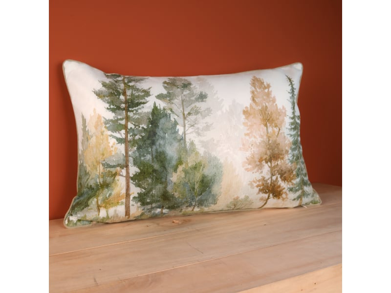  Coussin déhoussable motif aquarelle forêt 40x60 cm  - Conforama C