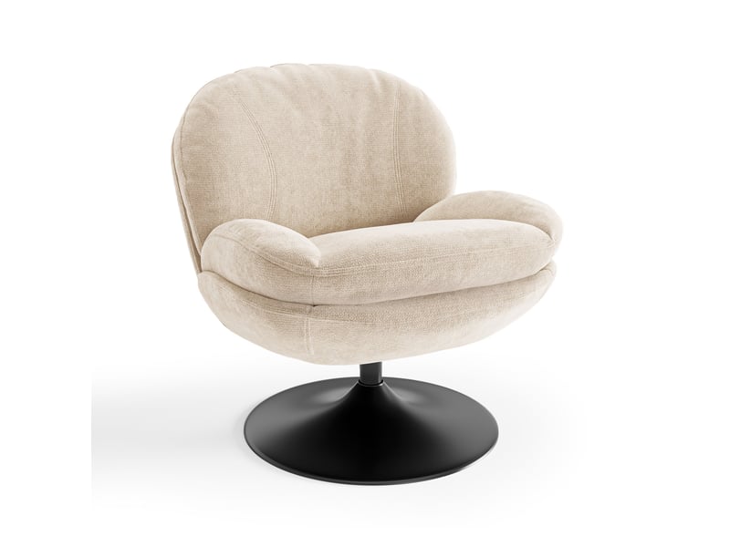  Fauteuil pivotant en velours bouclé beige aspen APF25VBB - Conforama A