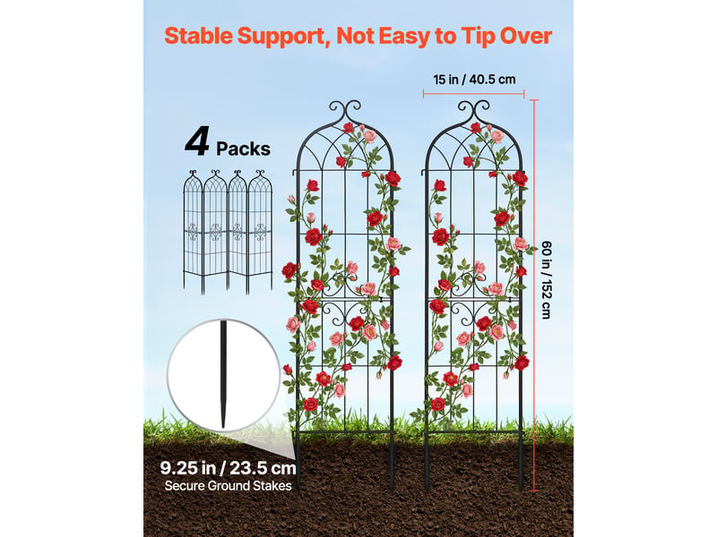  Vevor treillis de jardin support de plante grimpante métal 40,5x152 cm lot de 4  - Conforama B