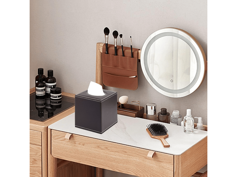  Étui carré en cuir pour boîte à mouchoirs - avec fond magnétique, pour la maison et le bureau - 1 pièce, 16×14×14cm (marron)  - Conforama E