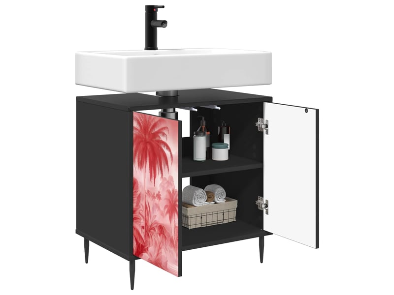  Armoire de salle de bain, meuble de rangement aachen chêne noir 60x40x61 cm  - Conforama C