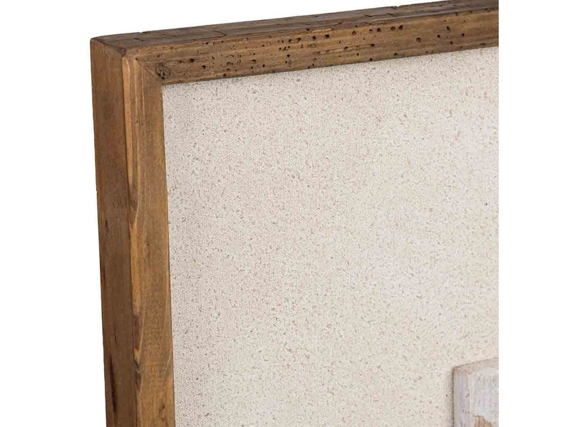 Tableau en bois recyclé fait main relief blanc et beige 62x4x62 cm h - Conforama E
