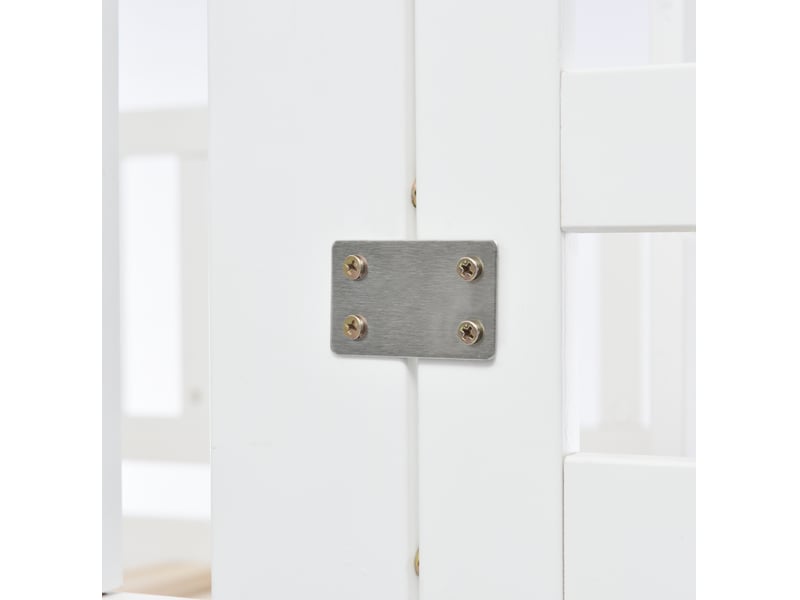  Lit superposé 90x200 cm et 120x200 cm avec escalier, table réglable, bois et mdf blanc sans matelas  - Conforama D