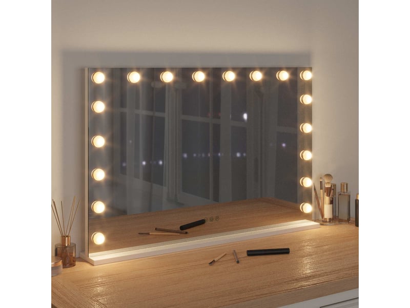 Miroir de coiffure led blanc 80 x 10 x 52,5 cm verre et acier cf62700 - Conforama C