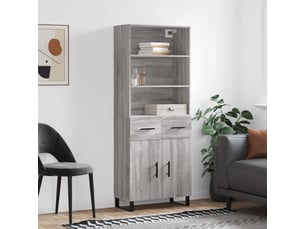 Buffet haut - bahut - meuble de rangement sonoma gris 69,5x34x180 cm bois d'ingénierie