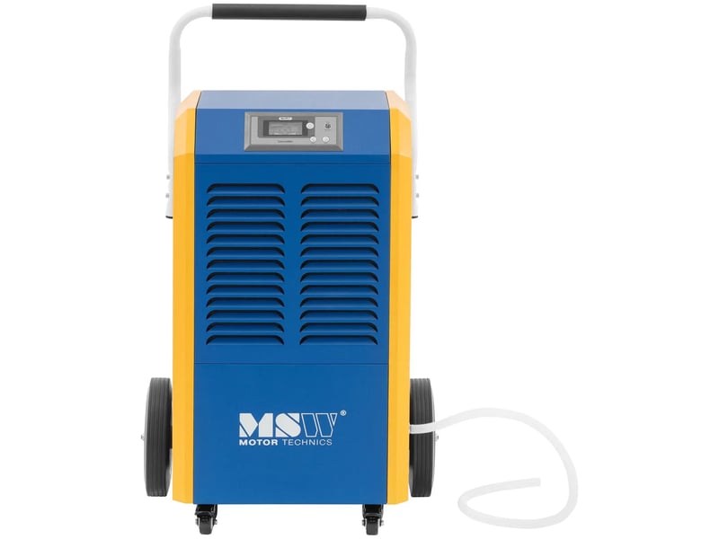  Déshumidificateur professionnel 138 litres par jour 130 150 m² 1300 m³h avec poignée caoutchouc tôle d'acier laminé à froid bleu jaune 14_0008874  - Conforama E