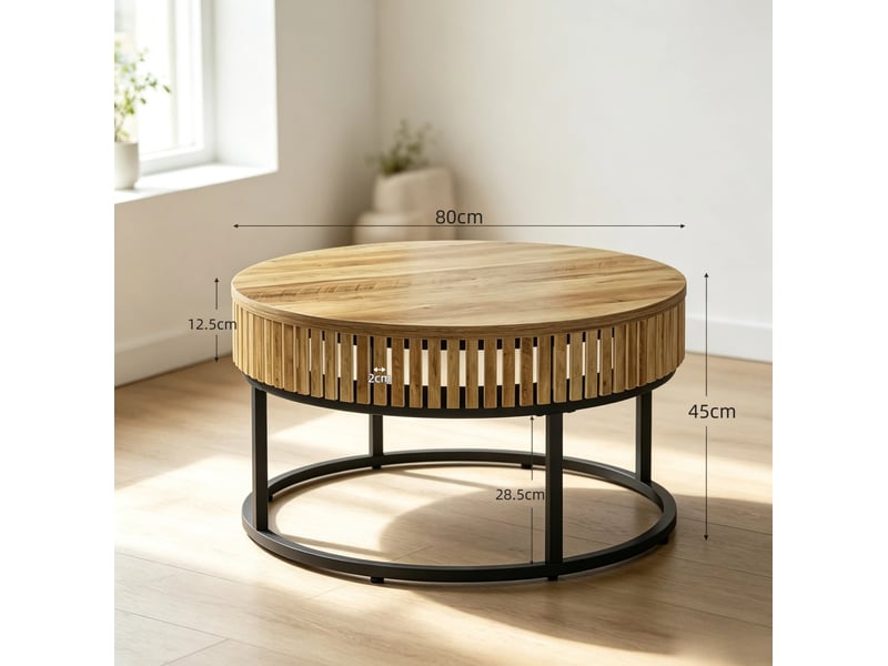  Table basse ronde 80 cm mdf et métal evryae  - Conforama E