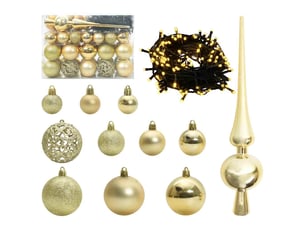 Ensemble de boules de noël 61 pcs 150 led blanc chaud ø 6 cm