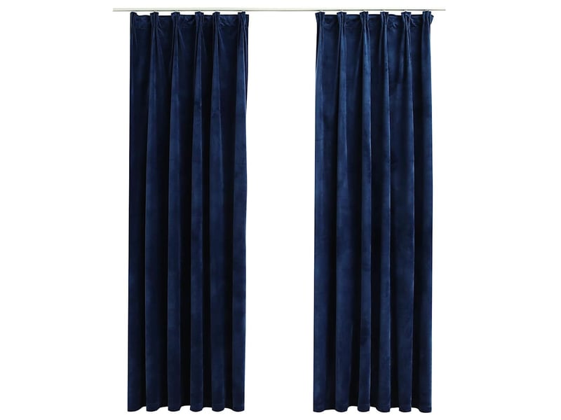  Lot de 2 rideaux occultants, rideaux black-out et crochet velours bleu foncé 140x225cm cf44927  - Conforama A