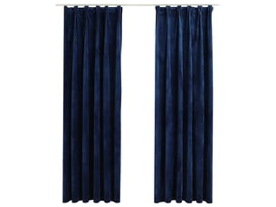 Lot de 2 rideaux occultants, rideaux black-out et crochet velours bleu foncé 140x225cm cf44927