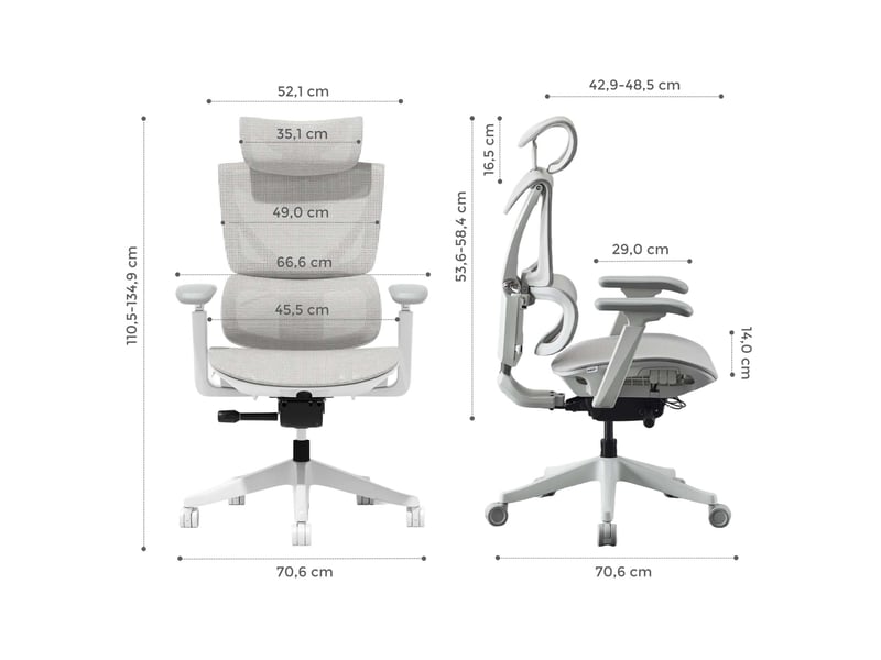 Chaise de bureau ergonomique grise en maille, réglage à trois boutons et soutien lombaire pour travail quotidien  - Conforama C